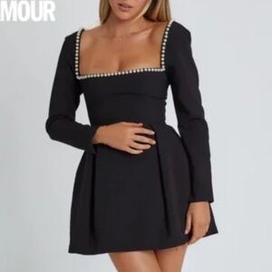 Odd Muse: Elegant Black Dress with Pearl Accents